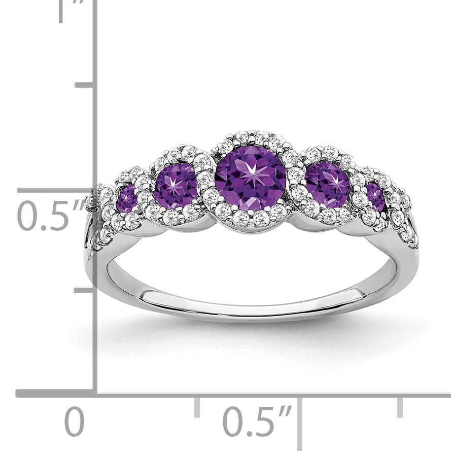 14k White Gold Amethyst and Diamond Ring