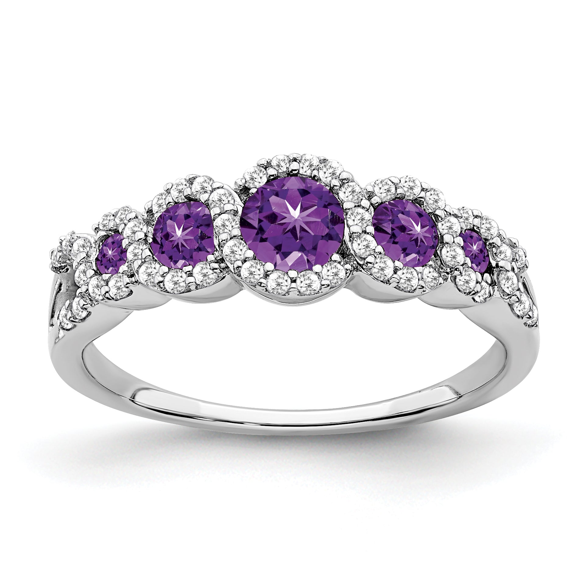 14k White Gold Amethyst and Diamond Ring Main image