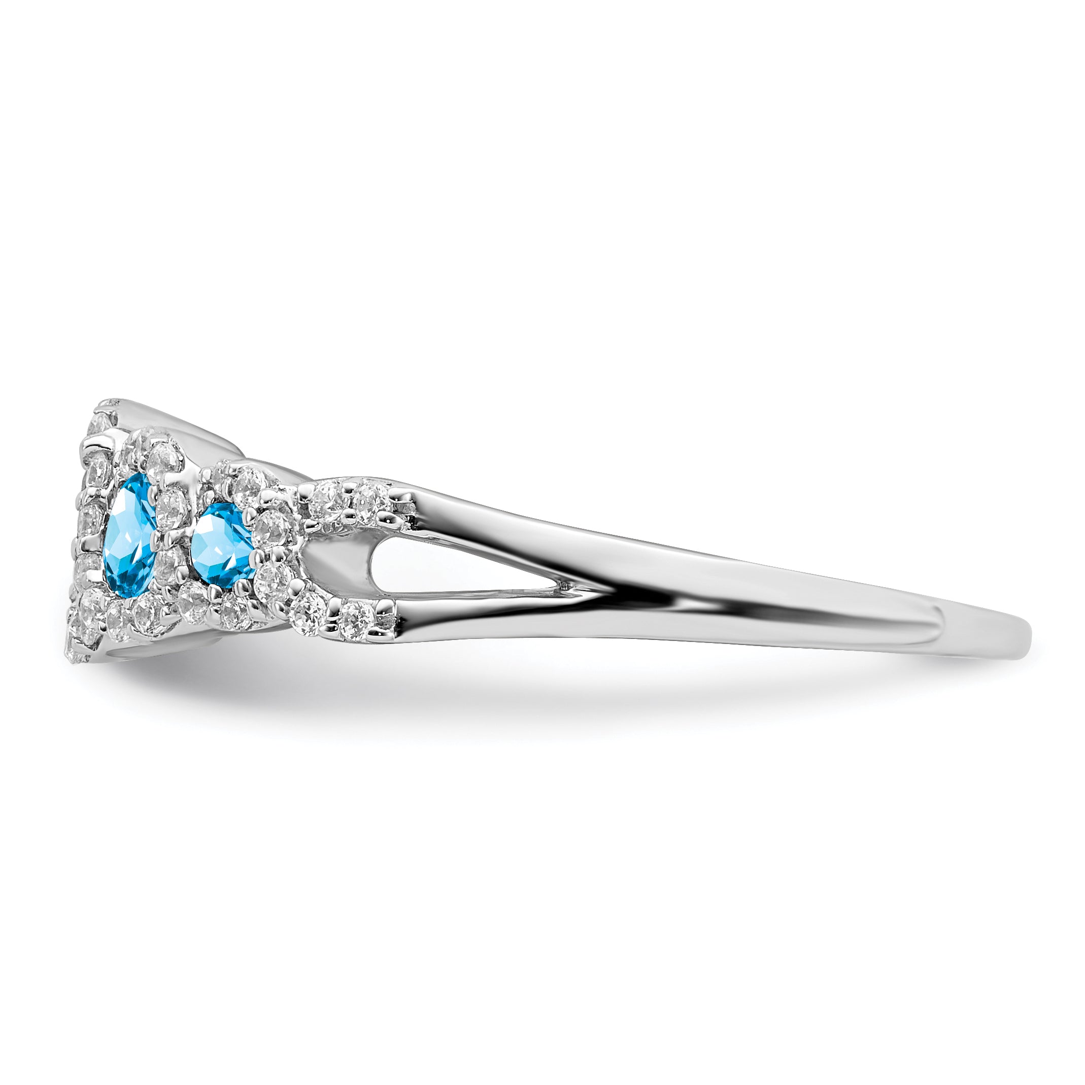 14k White Gold Blue Topaz and Diamond Ring