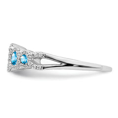 14k White Gold Blue Topaz and Diamond Ring