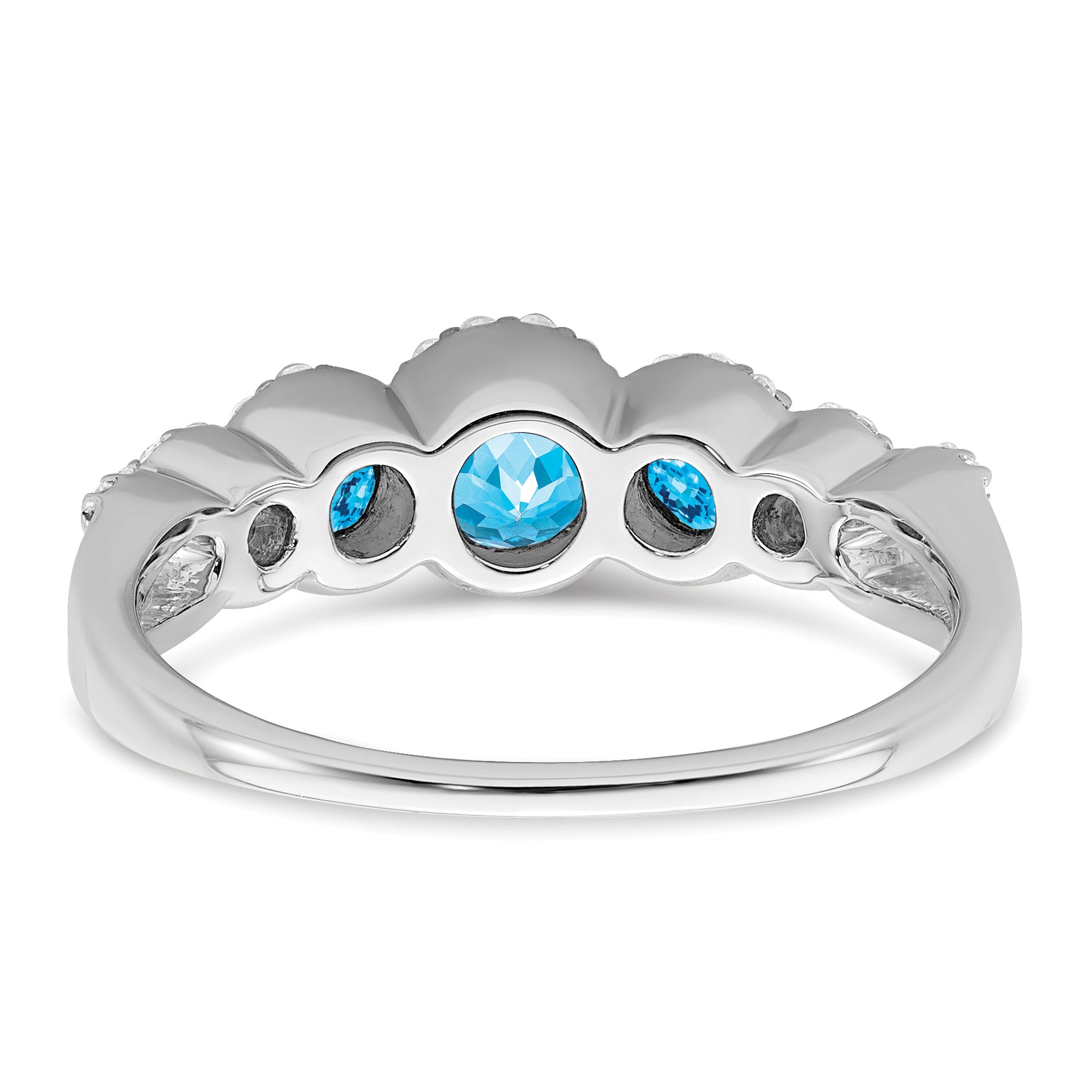 14k White Gold Blue Topaz and Diamond Ring