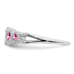 14k White Gold Created Pink Sapphire and Diamond Ring