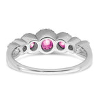 14k White Gold Created Pink Sapphire and Diamond Ring
