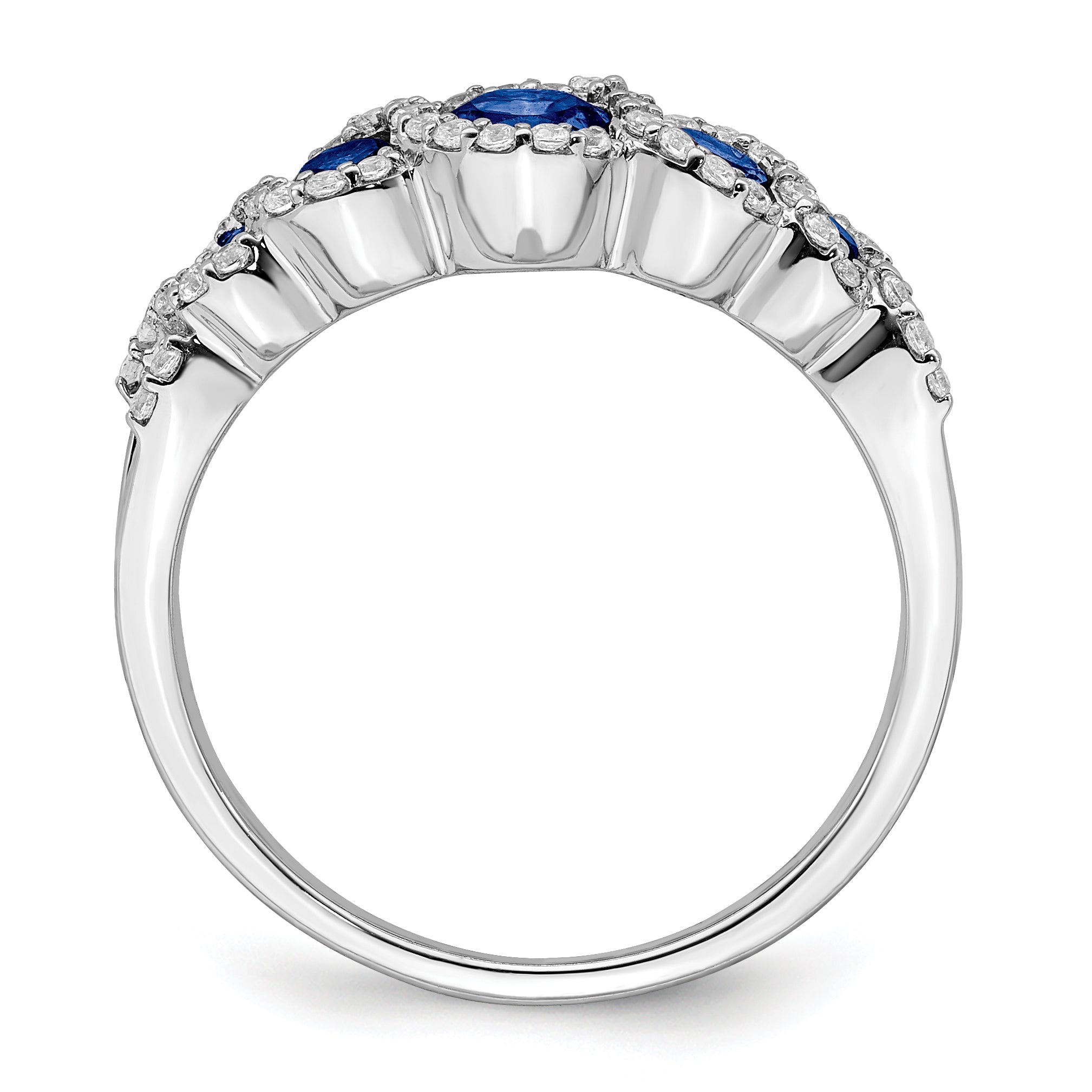 14k White Gold Created Sapphire and Diamond Ring Secondary image