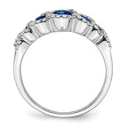 14k White Gold Created Sapphire and Diamond Ring