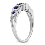 14k White Gold Created Sapphire and Diamond Ring