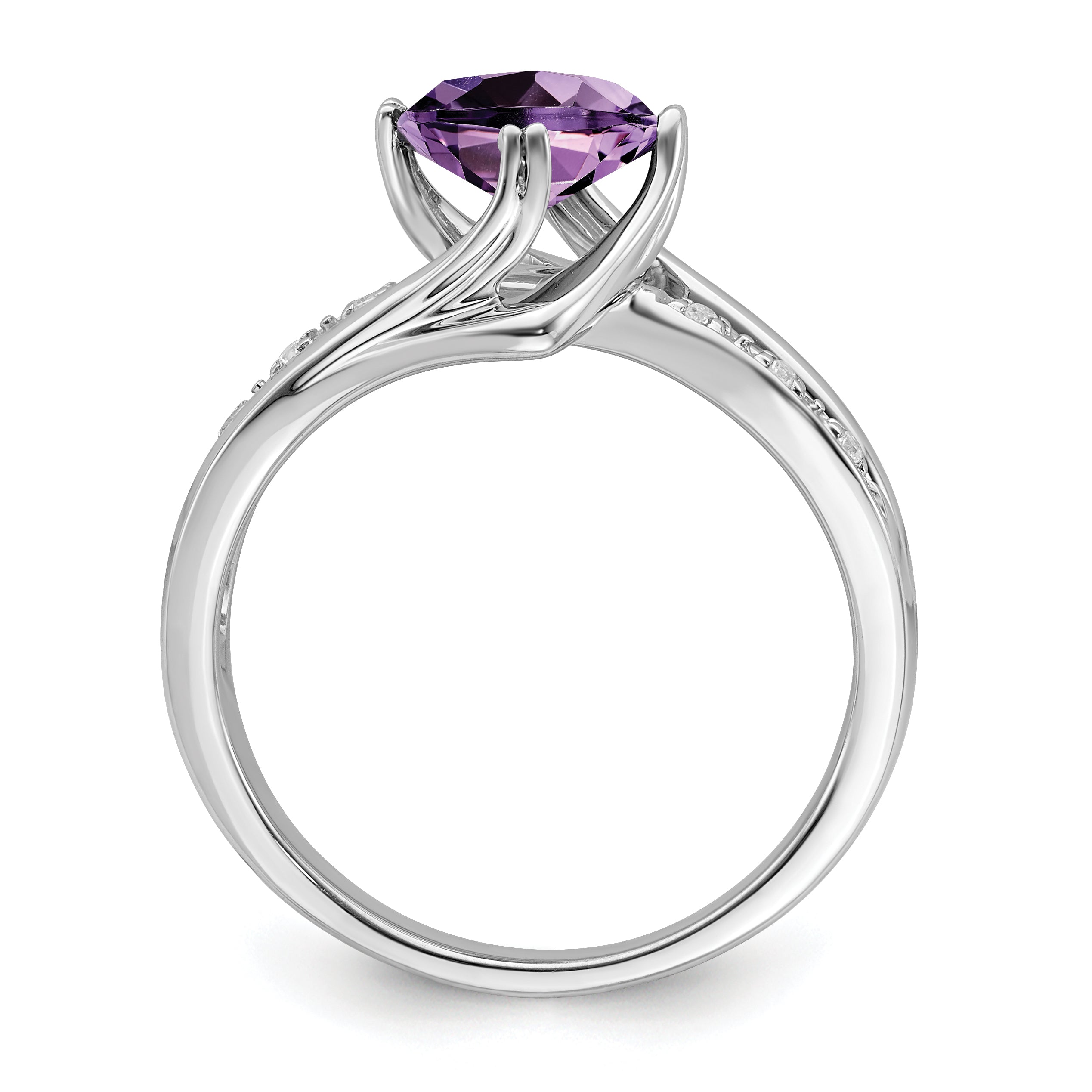 14k White Gold Amethyst and Diamond Ring