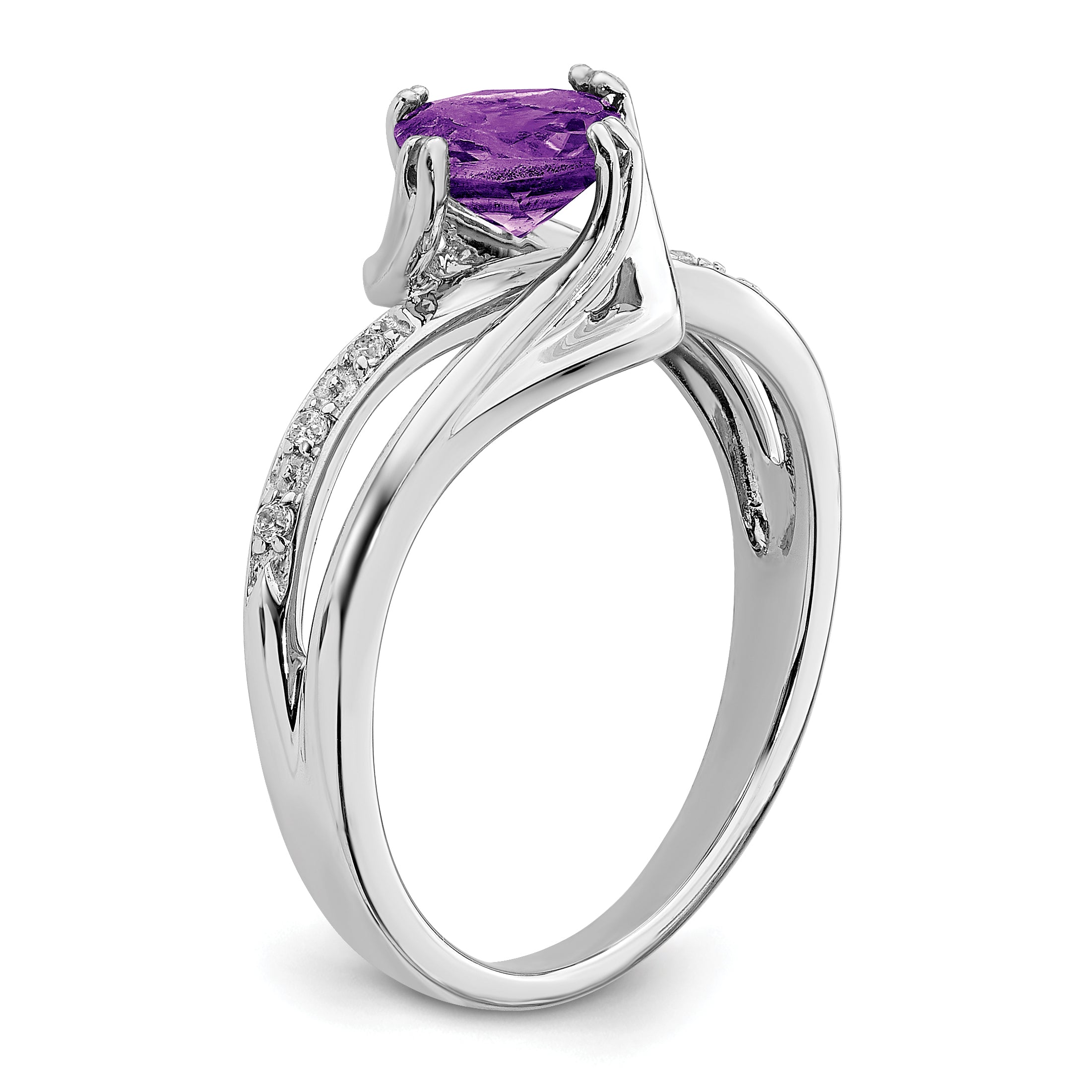 14k White Gold Amethyst and Diamond Ring