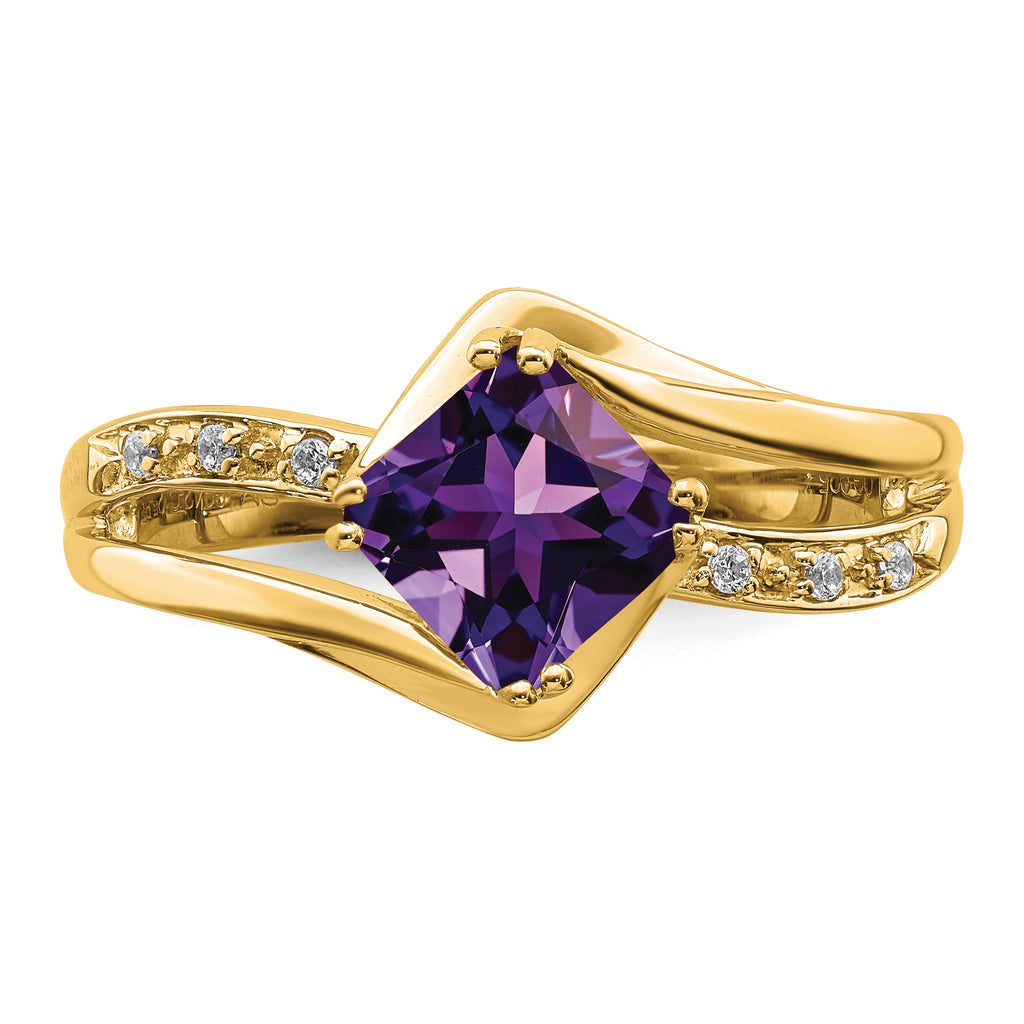14k Amethyst and Diamond Ring