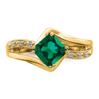 14k Created Emerald and Diamond Ring
