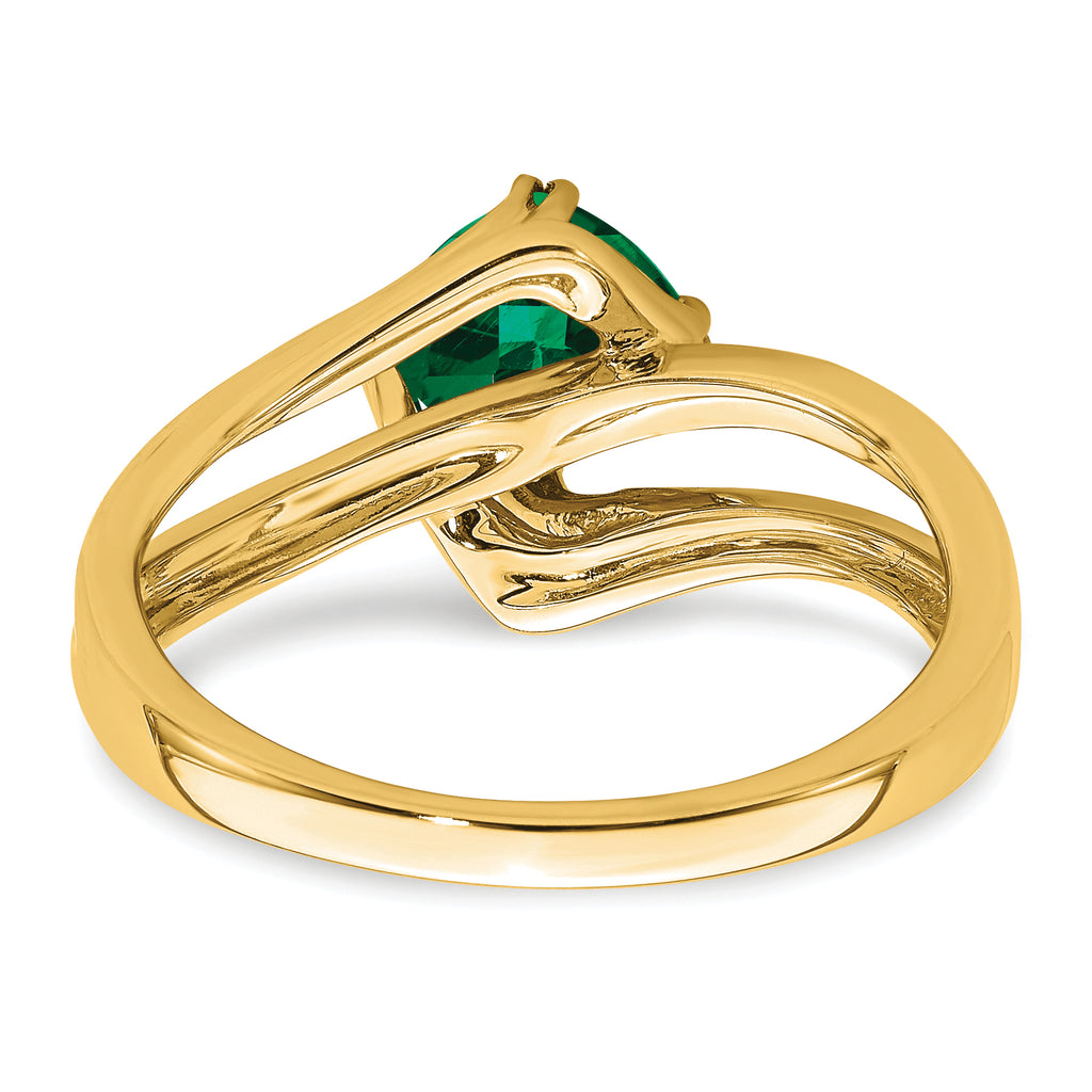 14k Created Emerald and Diamond Ring