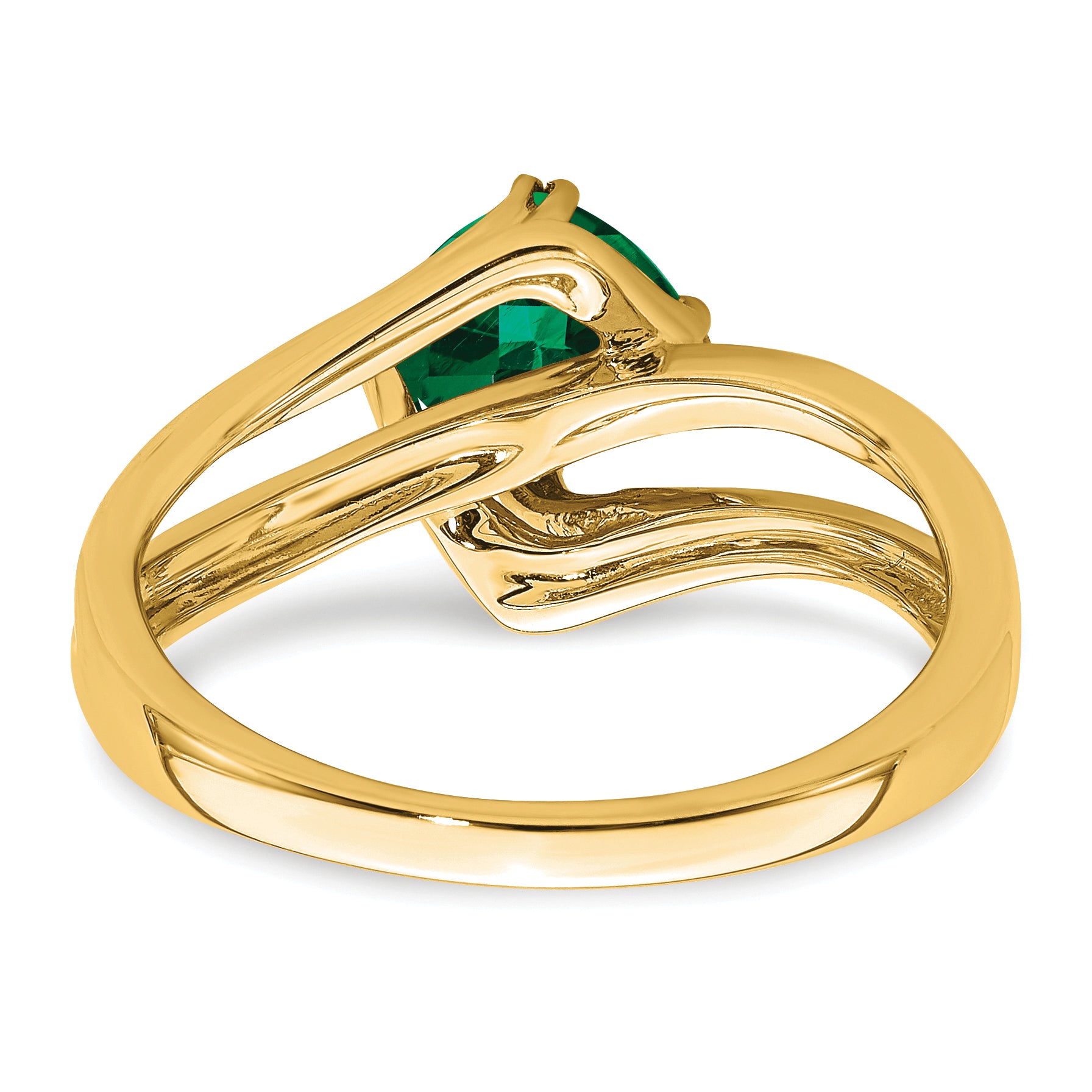14k Created Emerald and Diamond Ring