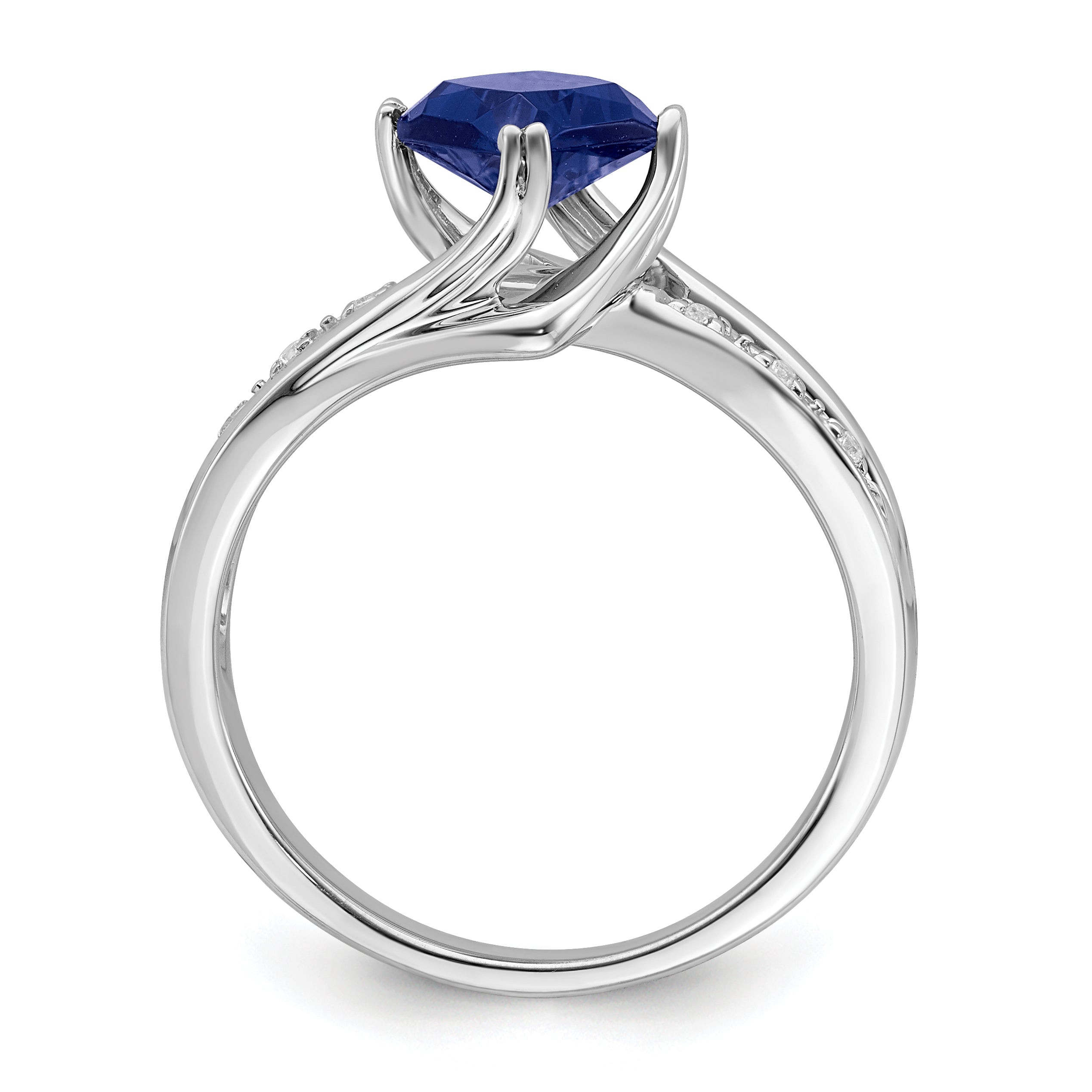 14k White Gold Created Sapphire and Diamond Ring Secondary image