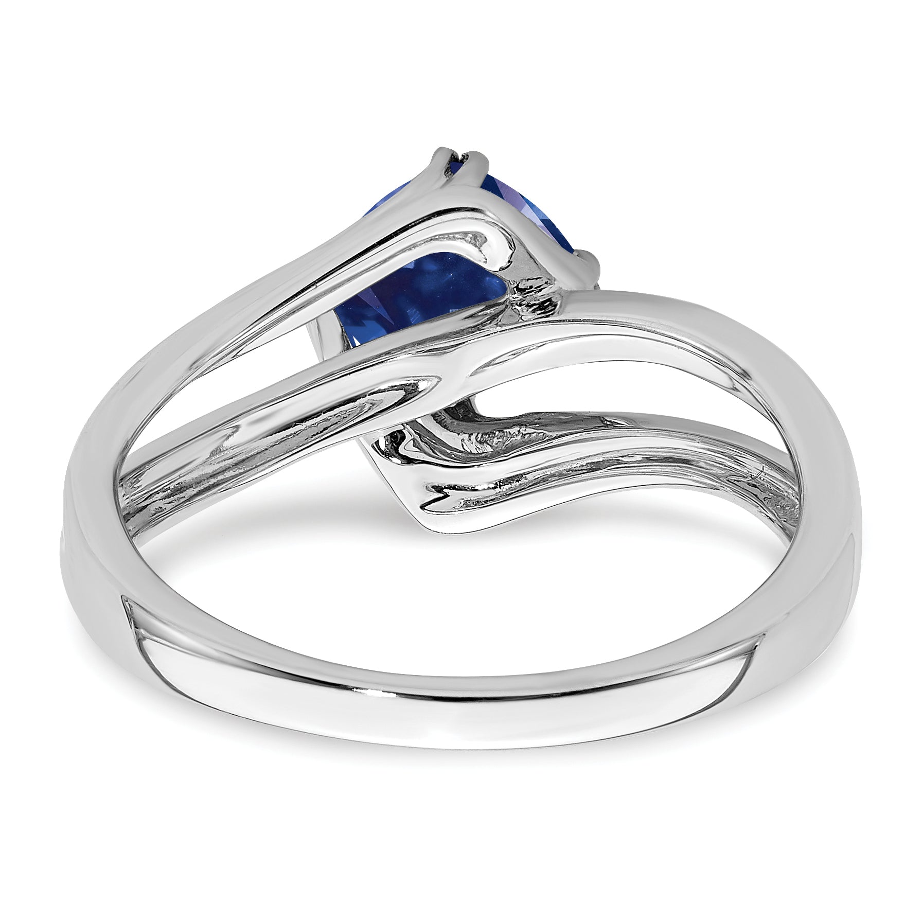 14k White Gold Created Sapphire and Diamond Ring