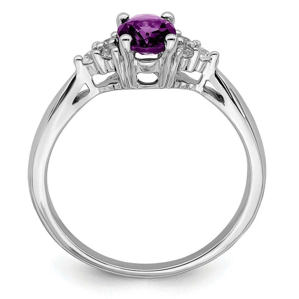 14k White Gold Amethyst and Diamond Ring