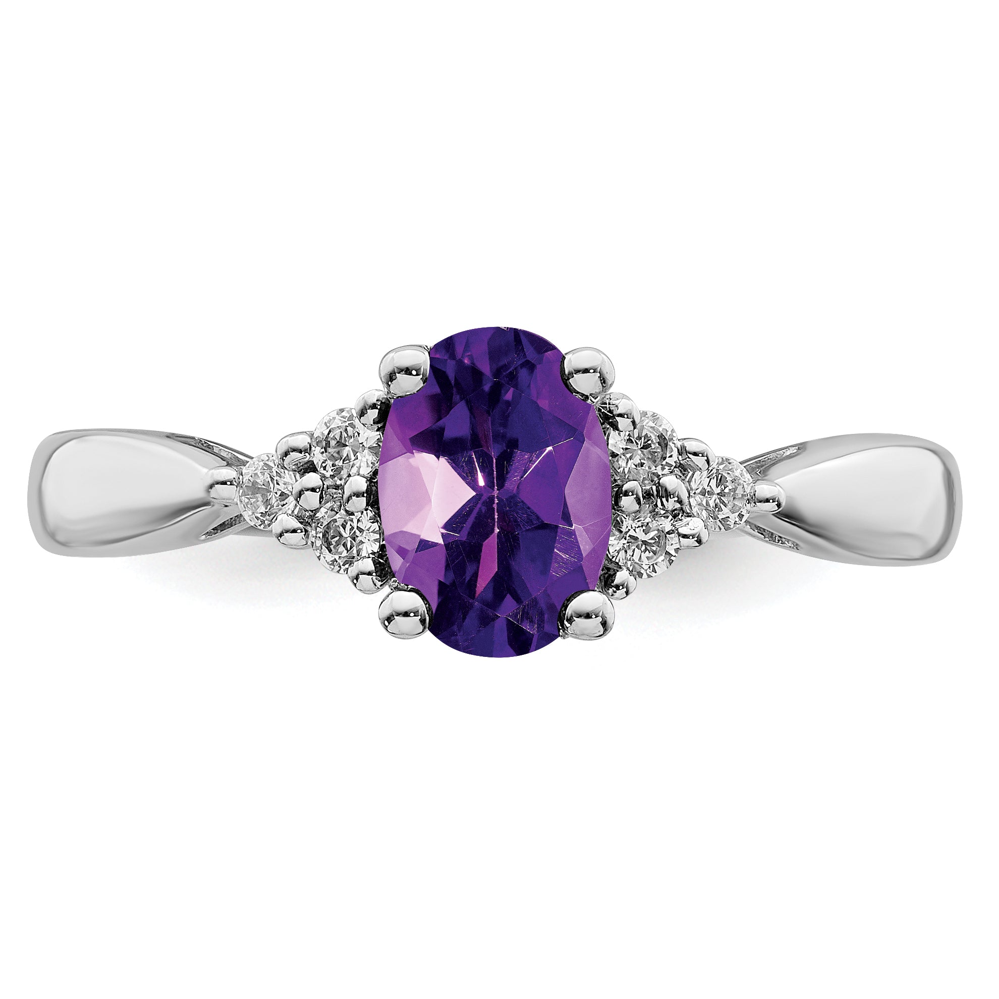 14k White Gold Amethyst and Diamond Ring
