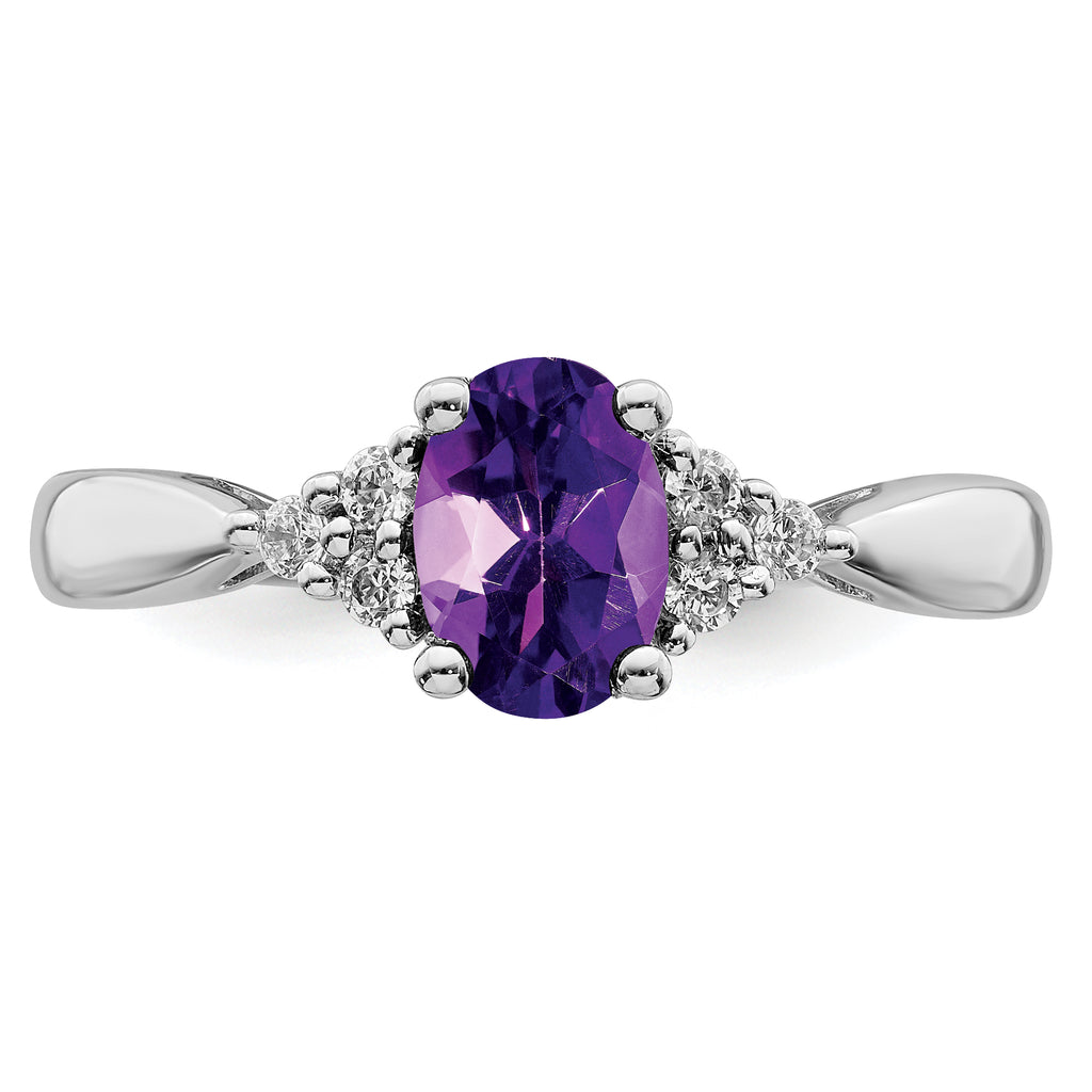 14k White Gold Amethyst and Diamond Ring