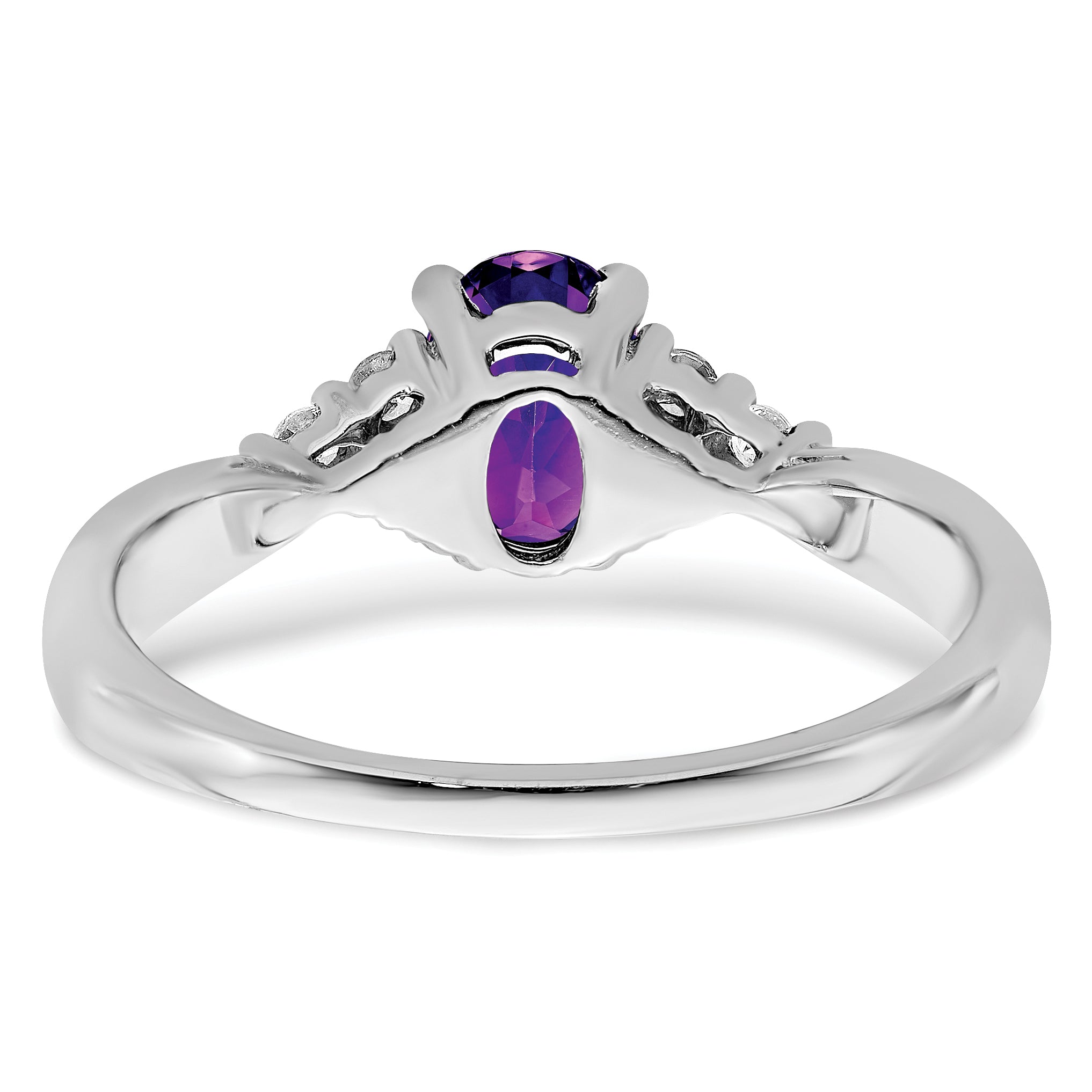 14k White Gold Amethyst and Diamond Ring