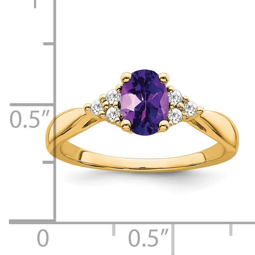 14k Amethyst and Diamond Ring