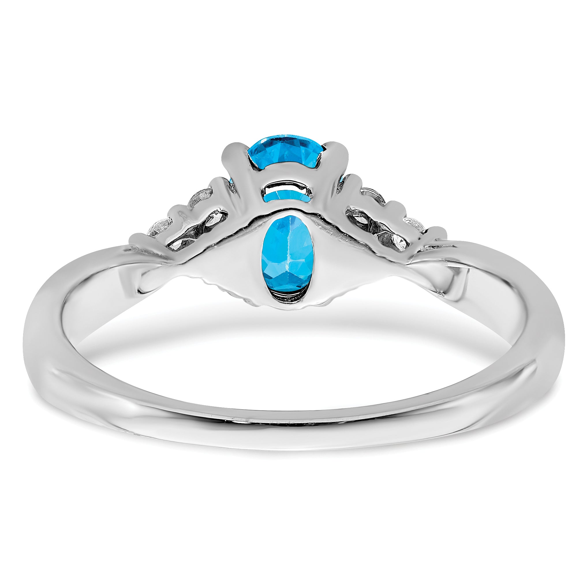 14k White Gold Blue Topaz and Diamond Ring