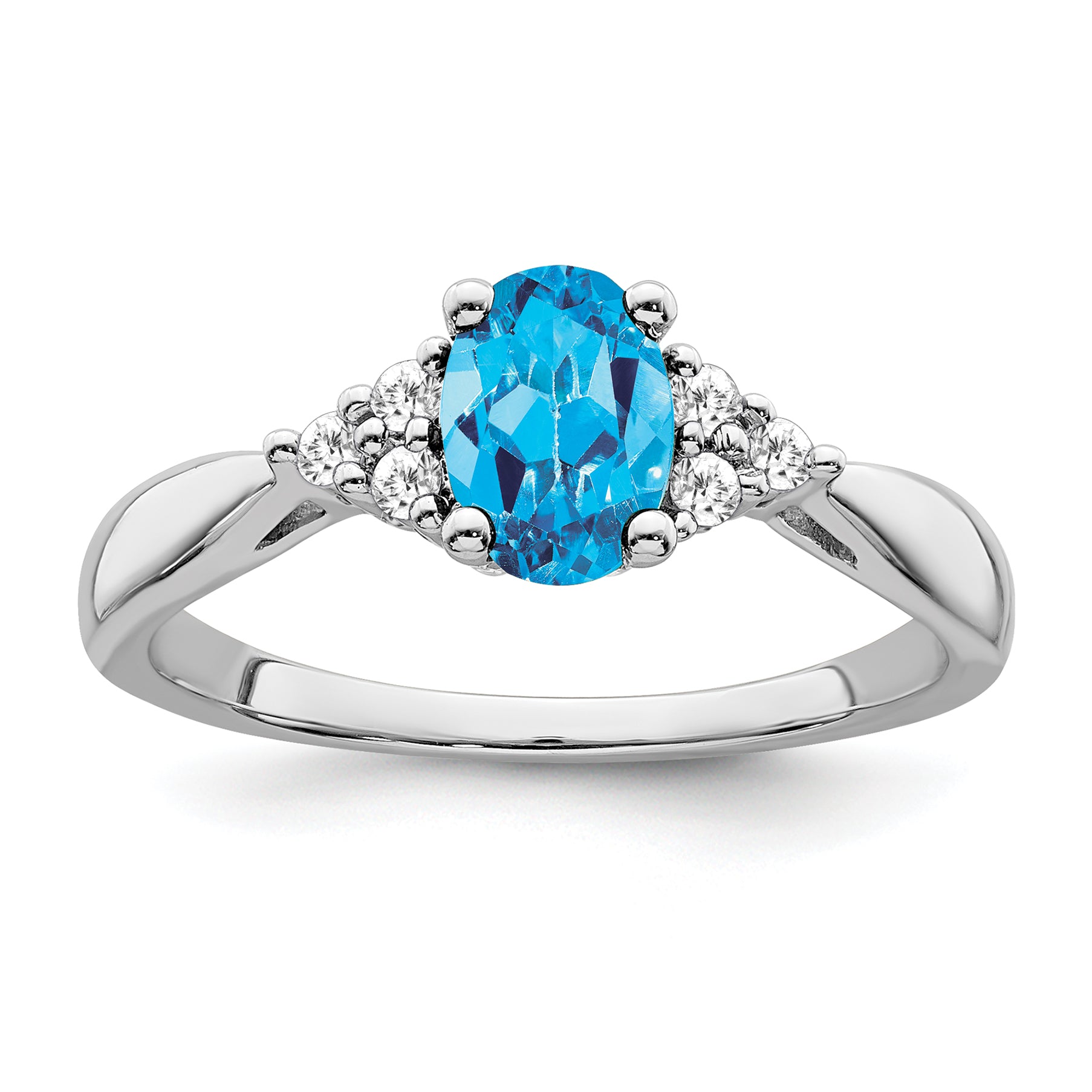 14k White Gold Blue Topaz and Diamond Ring Main image