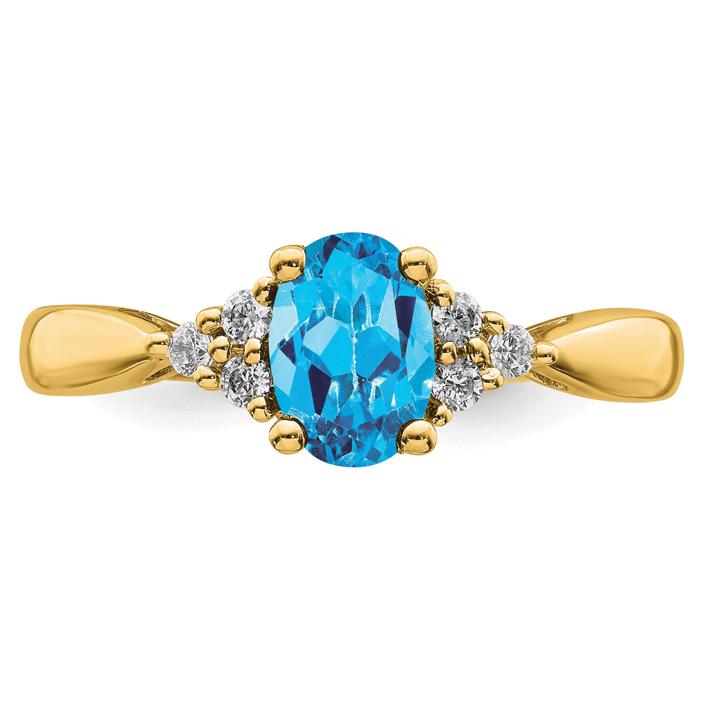 14k Blue Topaz and Diamond Ring