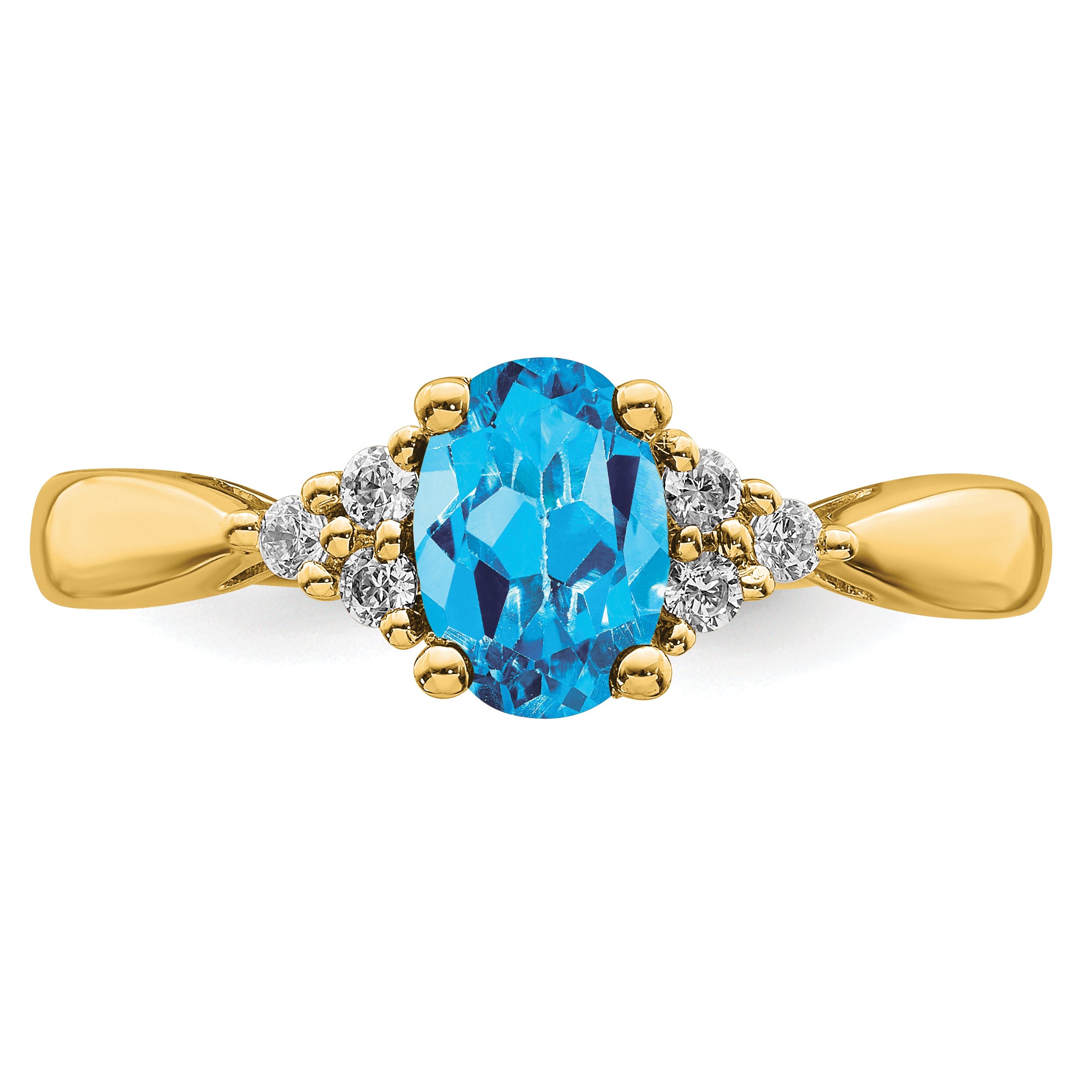 14k Blue Topaz and Diamond Ring