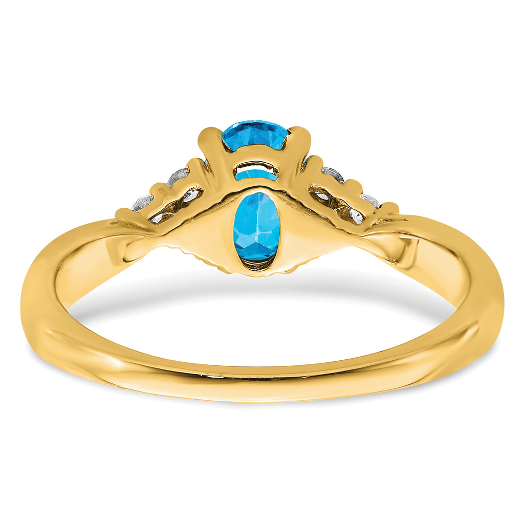 14k Blue Topaz and Diamond Ring