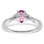 14k White Gold Created Pink Sapphire and Diamond Ring