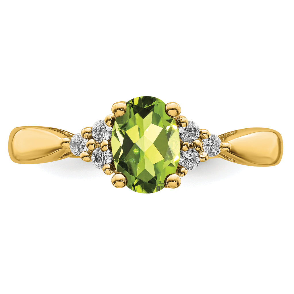 14k Peridot and Diamond Ring