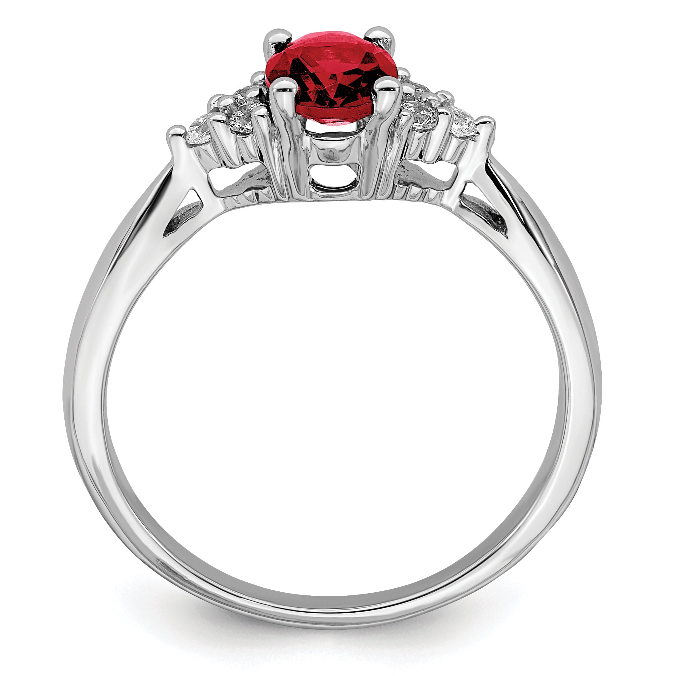 14k White Gold Created Ruby and Diamond Ring Secondary image