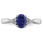 14k White Gold Created Sapphire and Diamond Ring