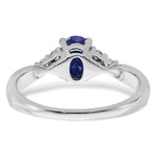 14k White Gold Created Sapphire and Diamond Ring