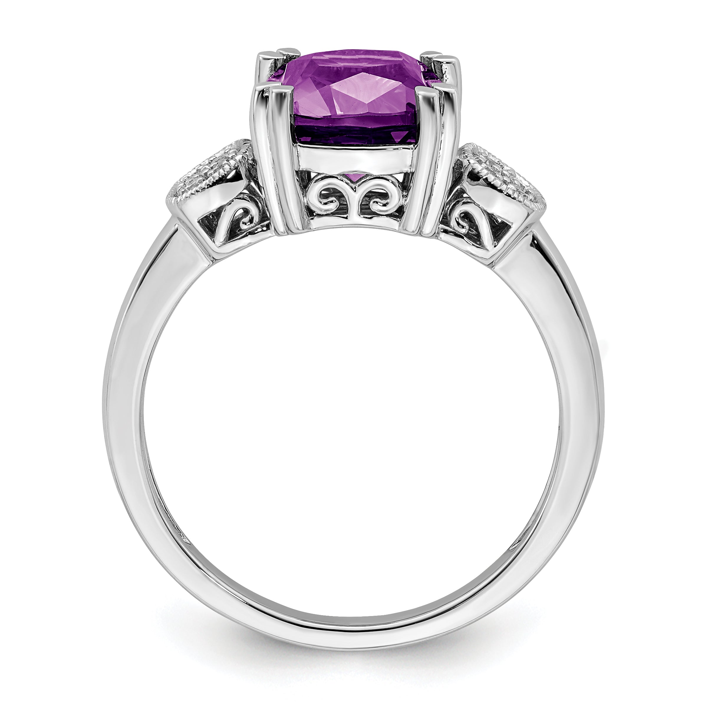 14k White Gold Amethyst and Diamond Ring Secondary image