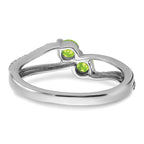 14k White Gold Peridot and Diamond 2-stone Ring