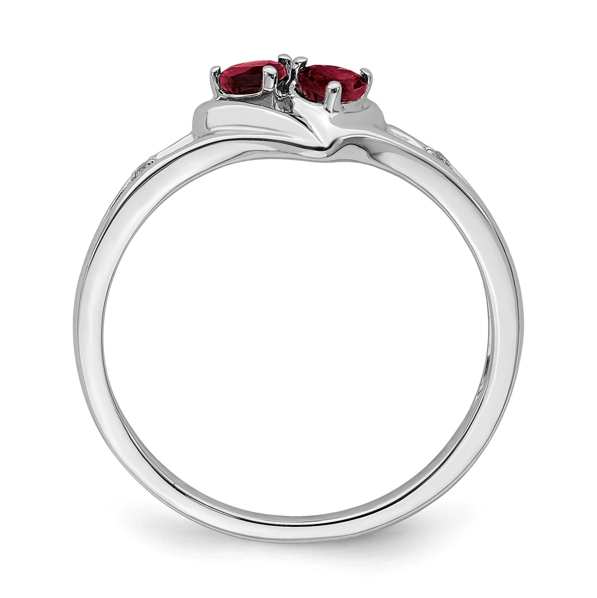 10k White Gold Created Ruby and Diamond 2-stone Heart Ring Secondary image