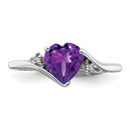 14k White Gold Amethyst and Diamond Heart Ring
