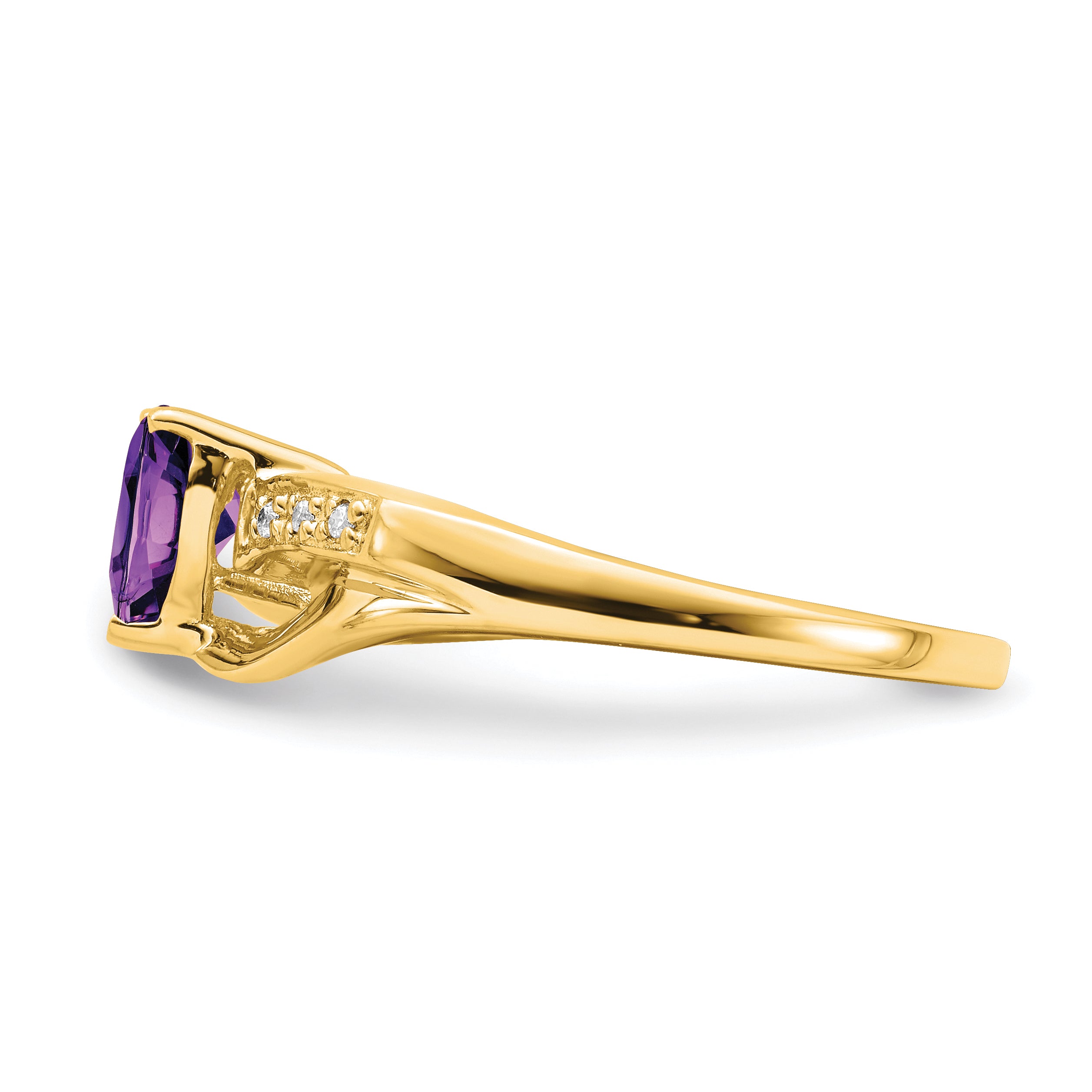10k Amethyst and Diamond Heart Ring