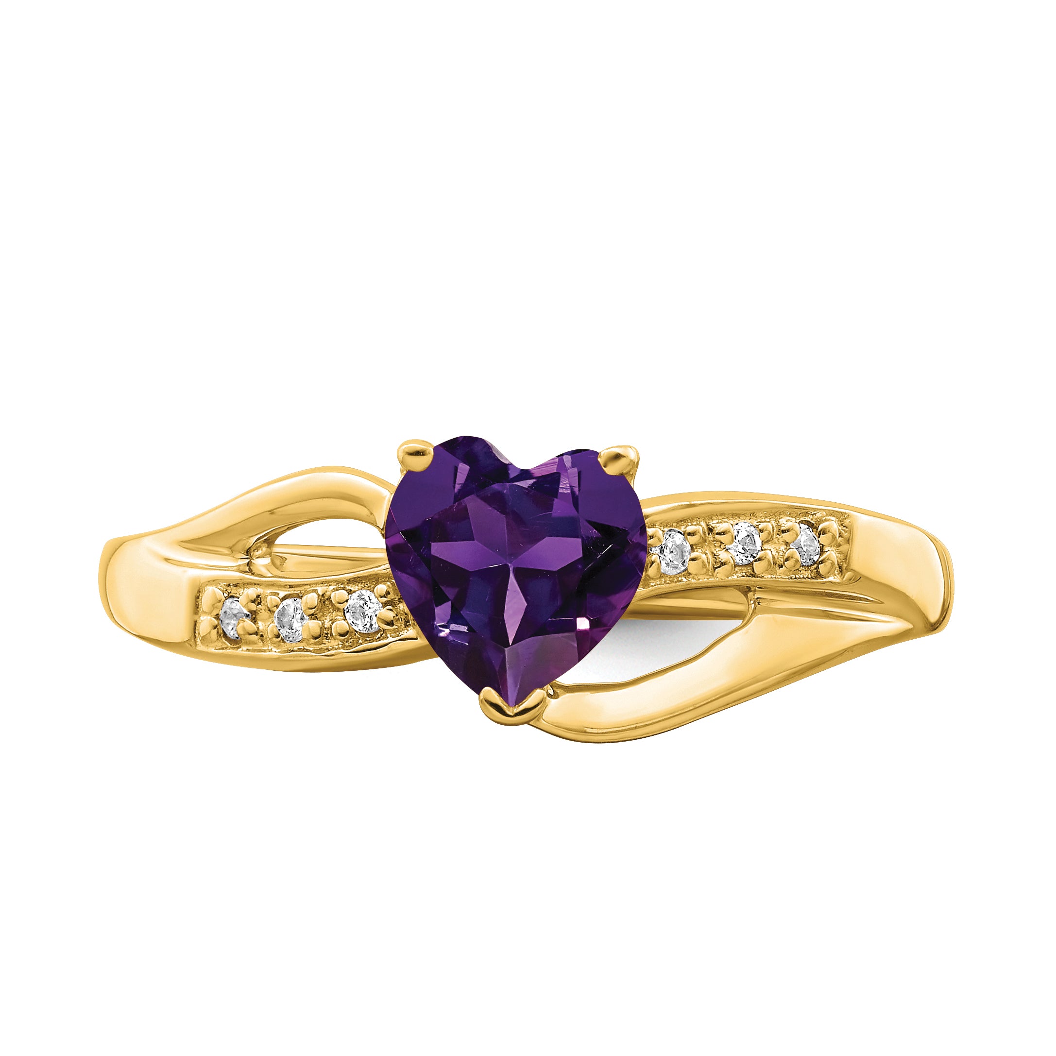 10k Amethyst and Diamond Heart Ring