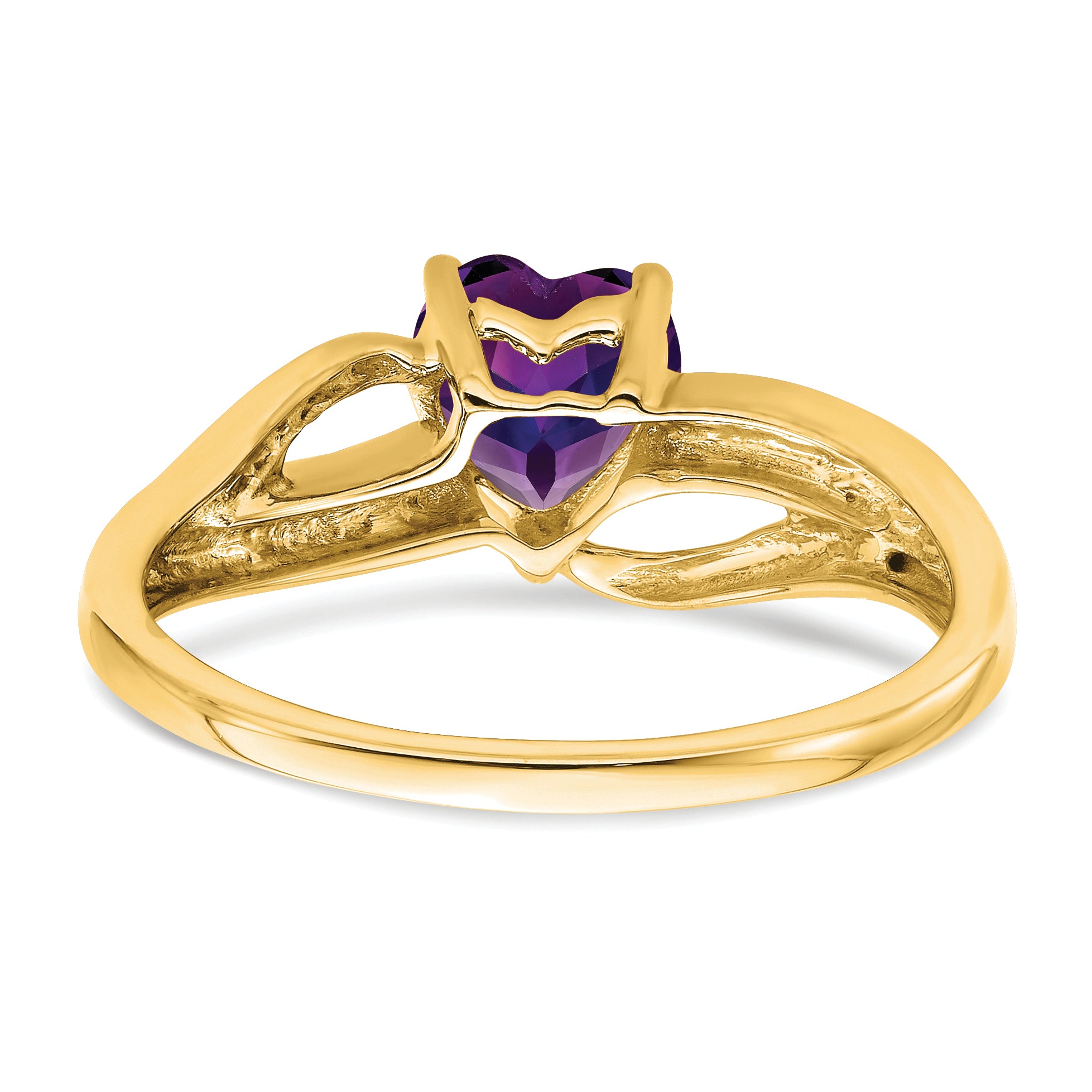 10k Amethyst and Diamond Heart Ring