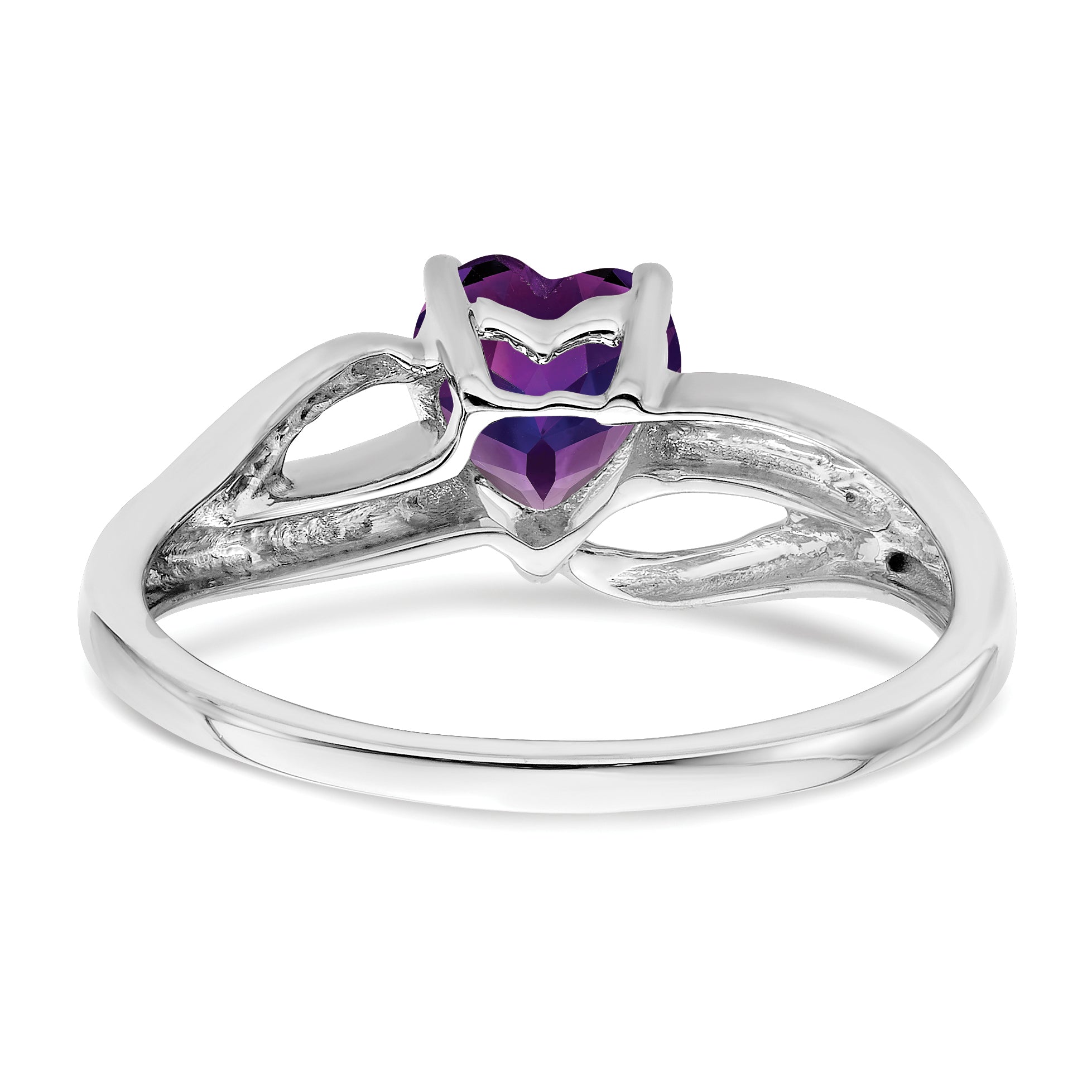14k White Gold Amethyst and Diamond Heart Ring