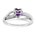 14k White Gold Amethyst and Diamond Heart Ring
