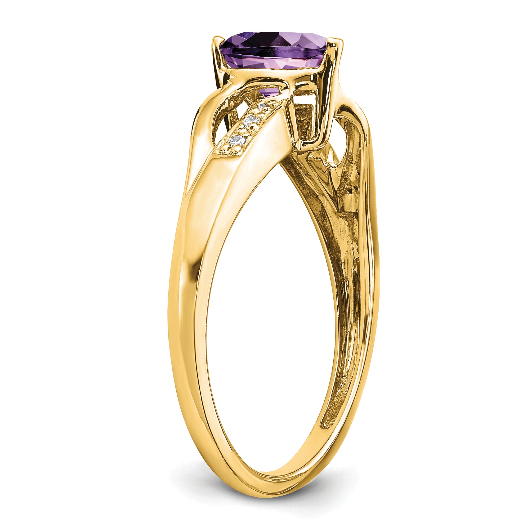 14k Amethyst and Diamond Heart Ring