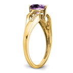 14k Amethyst and Diamond Heart Ring