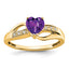 14k Amethyst and Diamond Heart Ring
