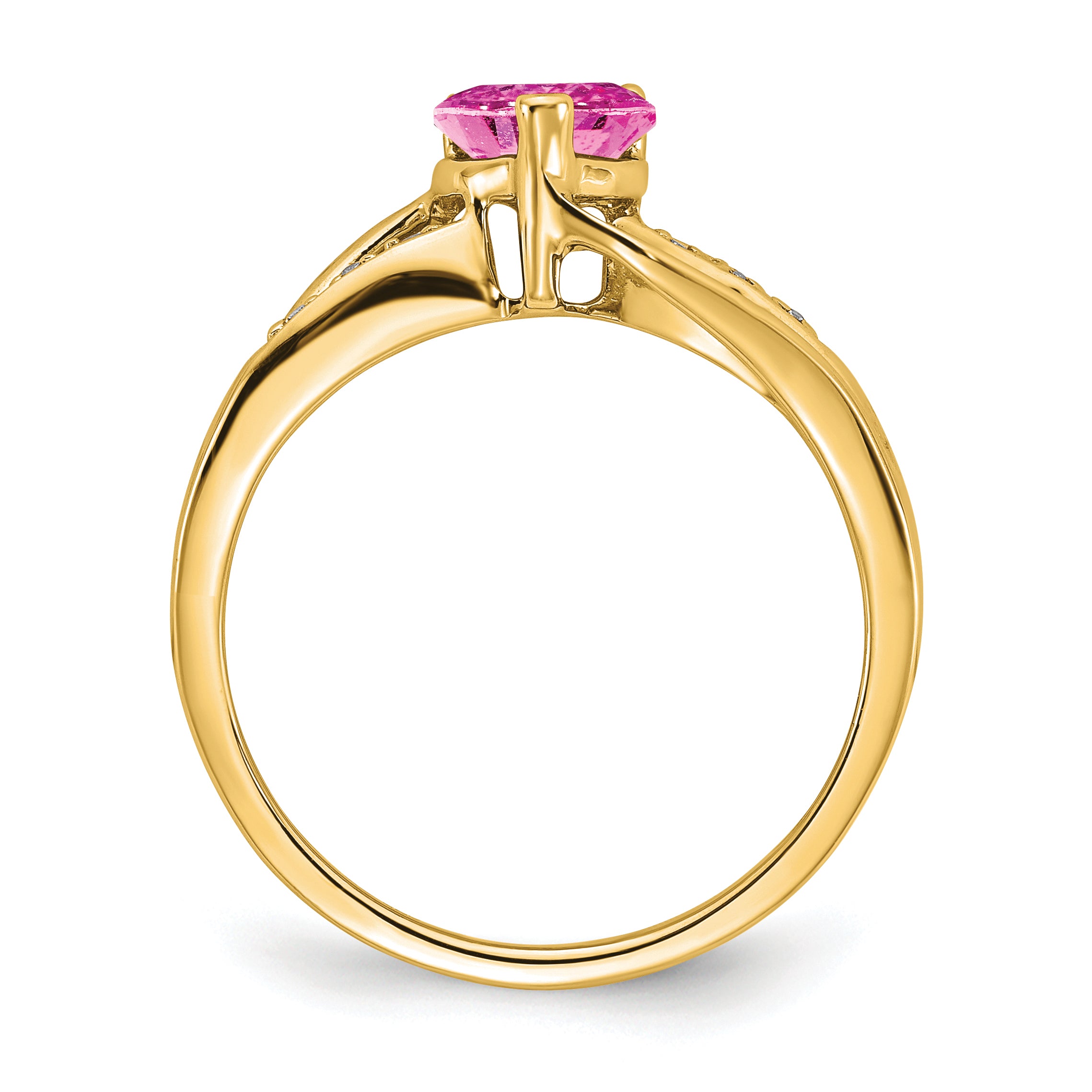 14k Created Pink Sapphire and Diamond Heart Ring Secondary image