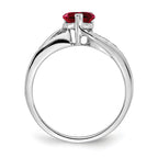 14k White Gold Created Ruby and Diamond Heart Ring