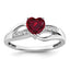14k White Gold Created Ruby and Diamond Heart Ring