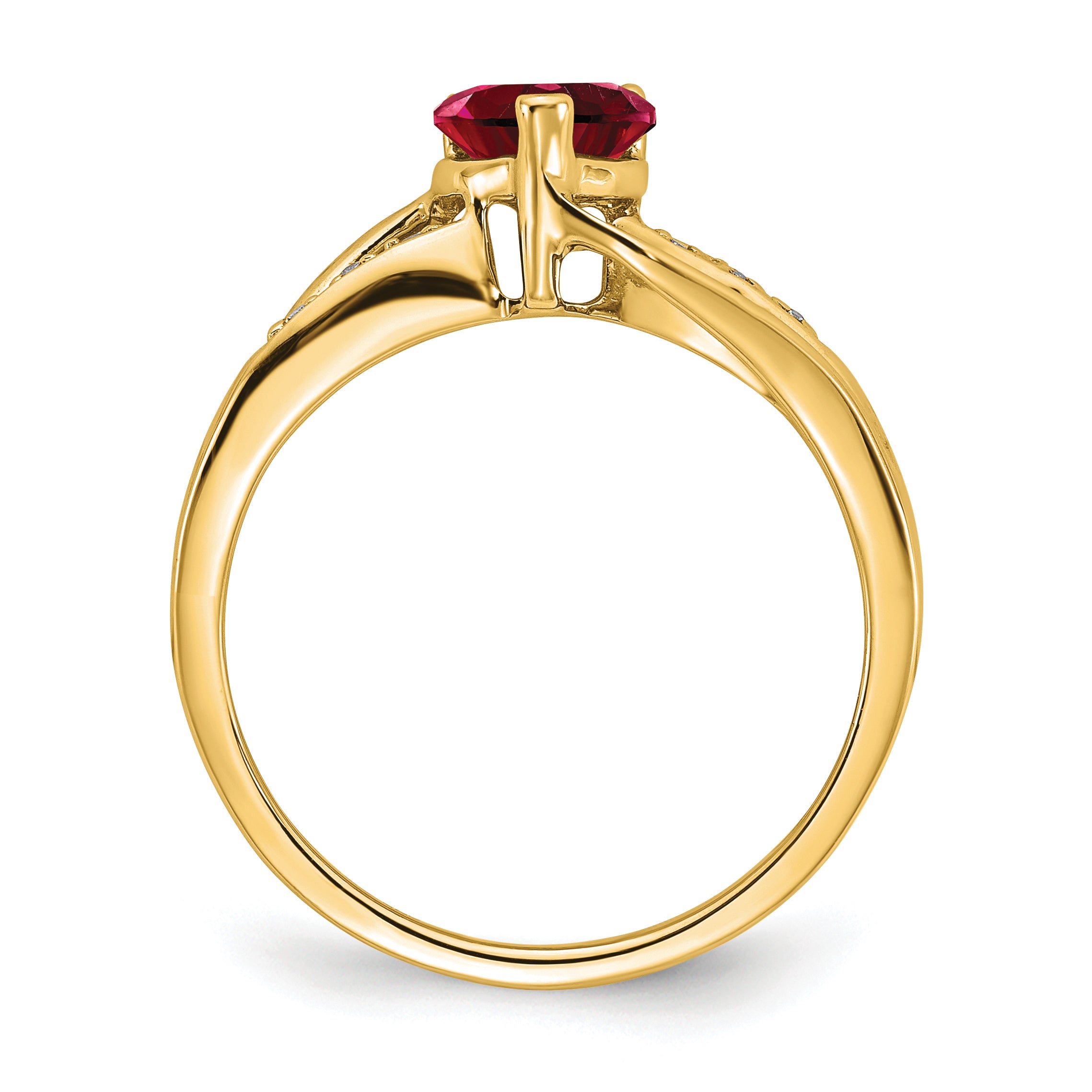 14k Created Ruby and Diamond Heart Ring