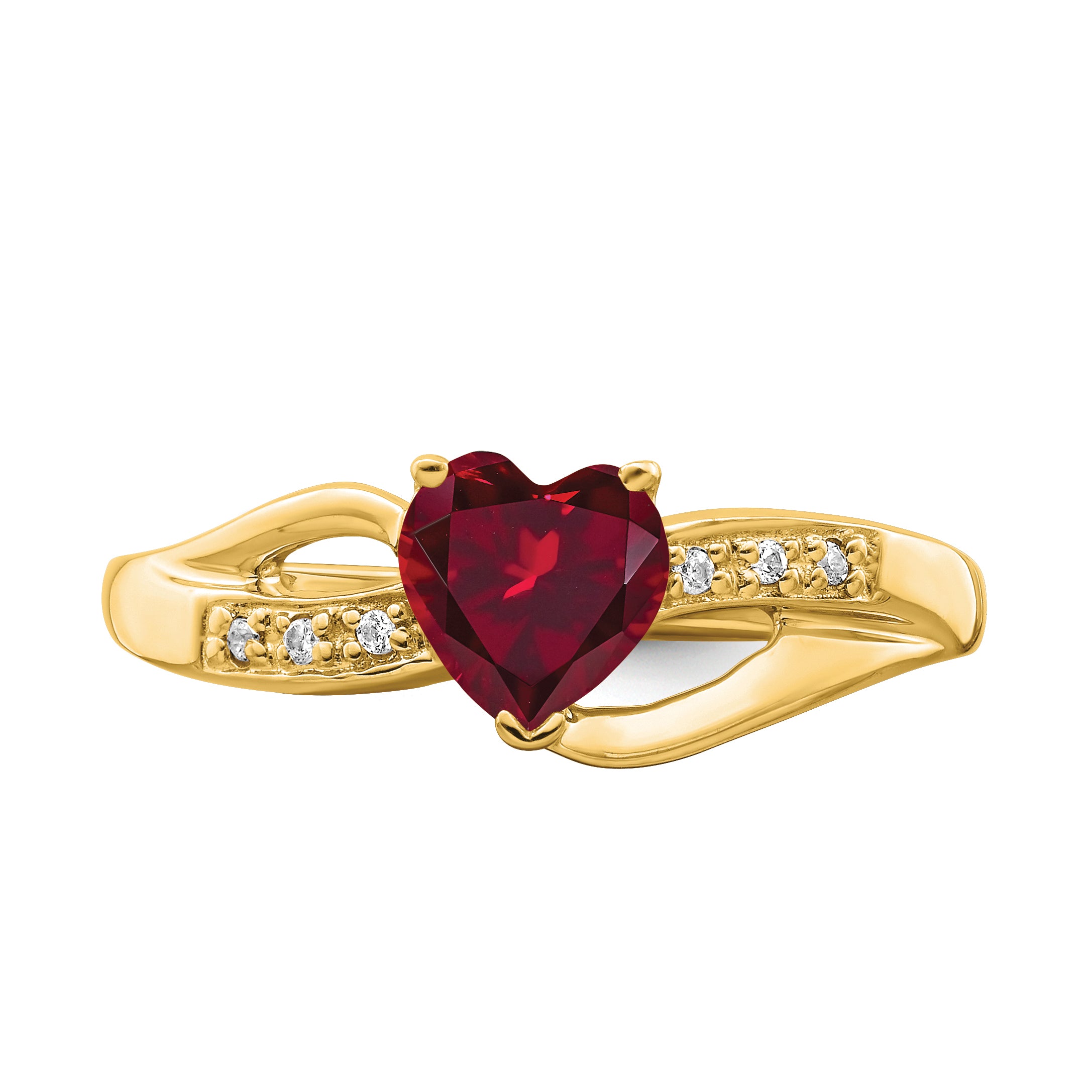 14k Created Ruby and Diamond Heart Ring